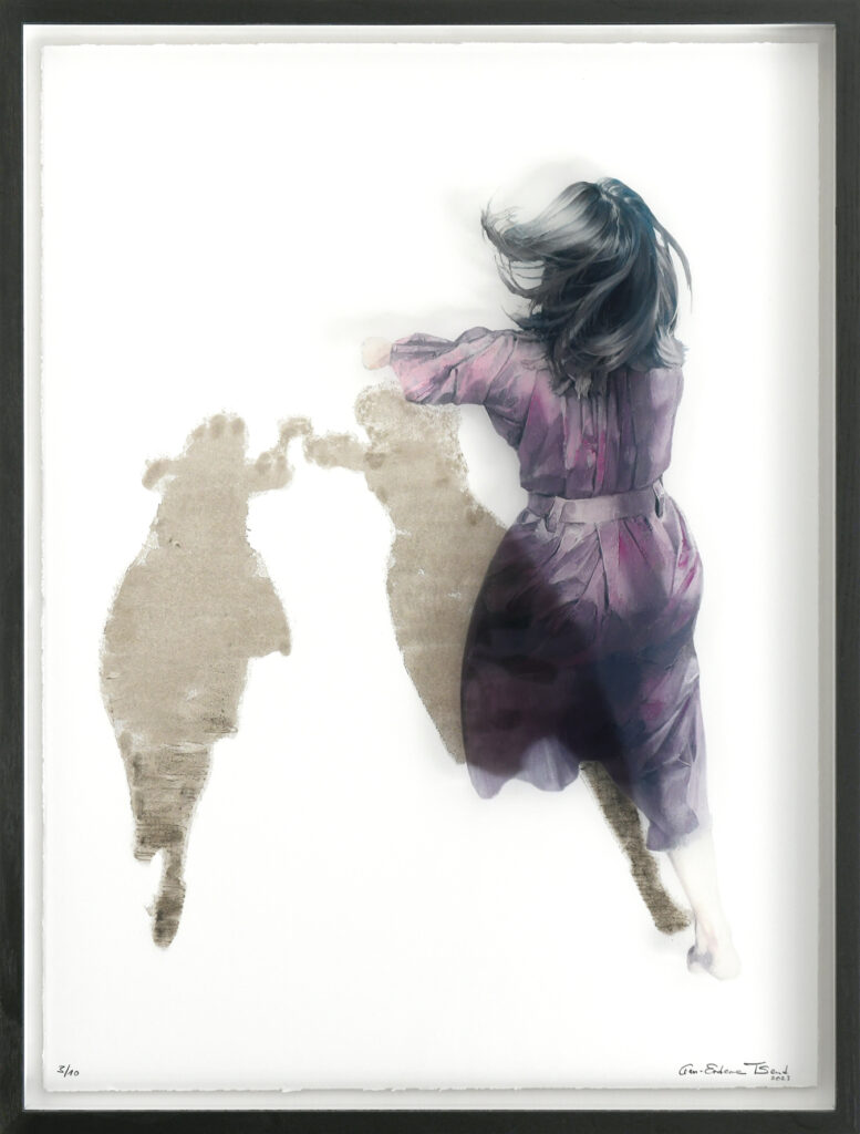 Dance, 2023, 80 x 60 cm, Mischtechnik auf Büttenpapier und Glas